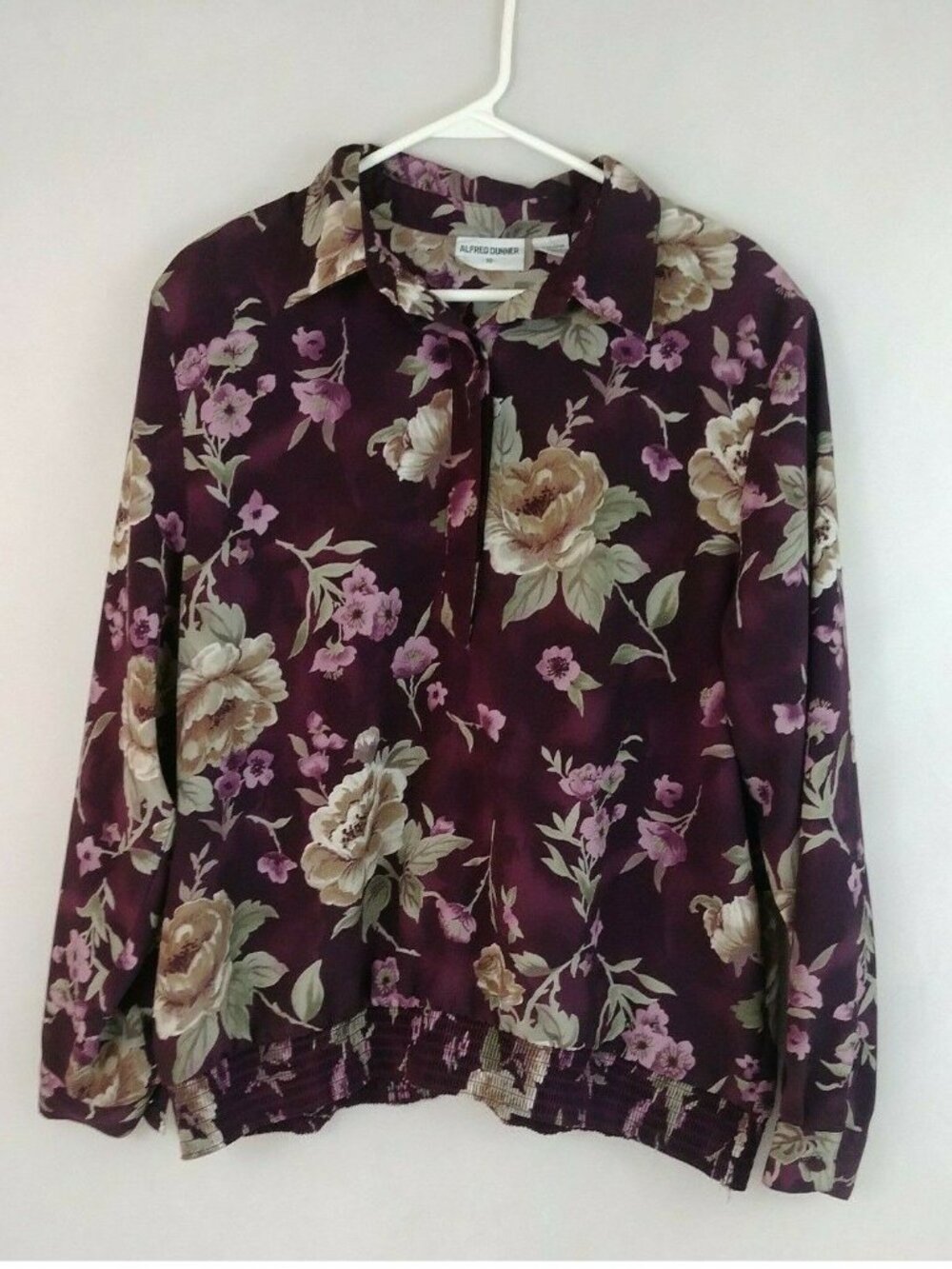 Alfred Dunner Button Up Blouse Purple Floral Print Size 18